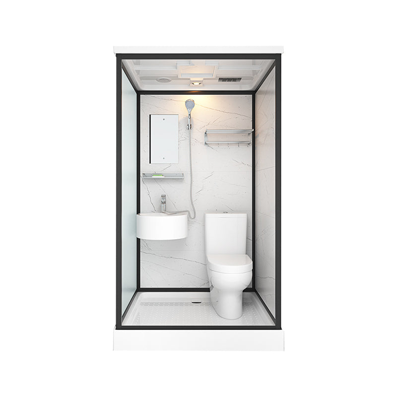 Base Included Framed Shower Stall with White Base and Fixed Panel