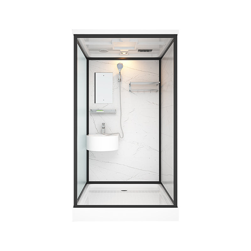 Base Included Framed Shower Stall with White Base and Fixed Panel