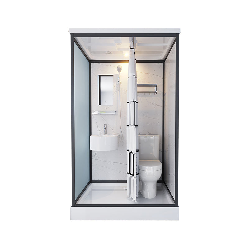 Base Included Framed Shower Stall with White Base and Fixed Panel