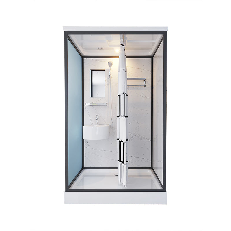 Base Included Framed Shower Stall with White Base and Fixed Panel