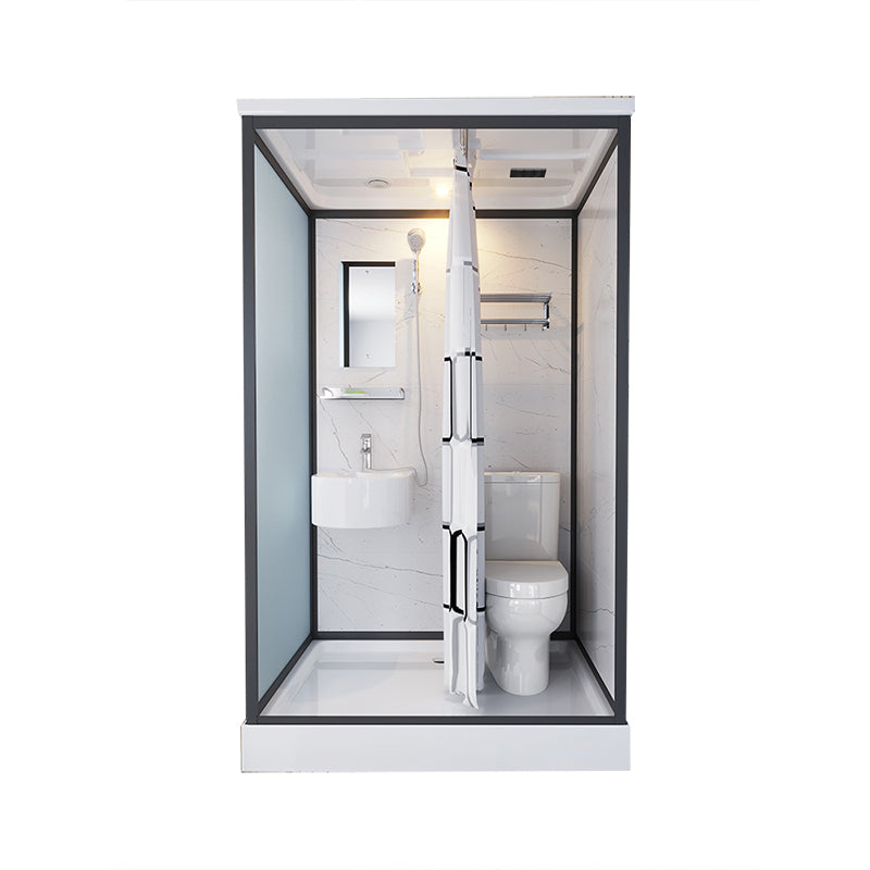 Base Included Framed Shower Stall with White Base and Fixed Panel