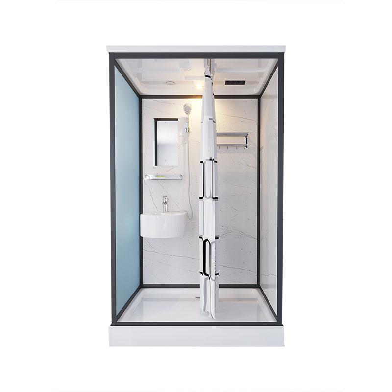 Base Included Framed Shower Stall with White Base and Fixed Panel