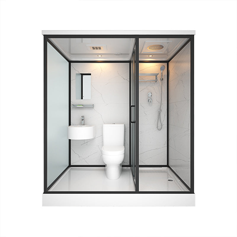 Base Included Framed Shower Stall with White Base and Fixed Panel