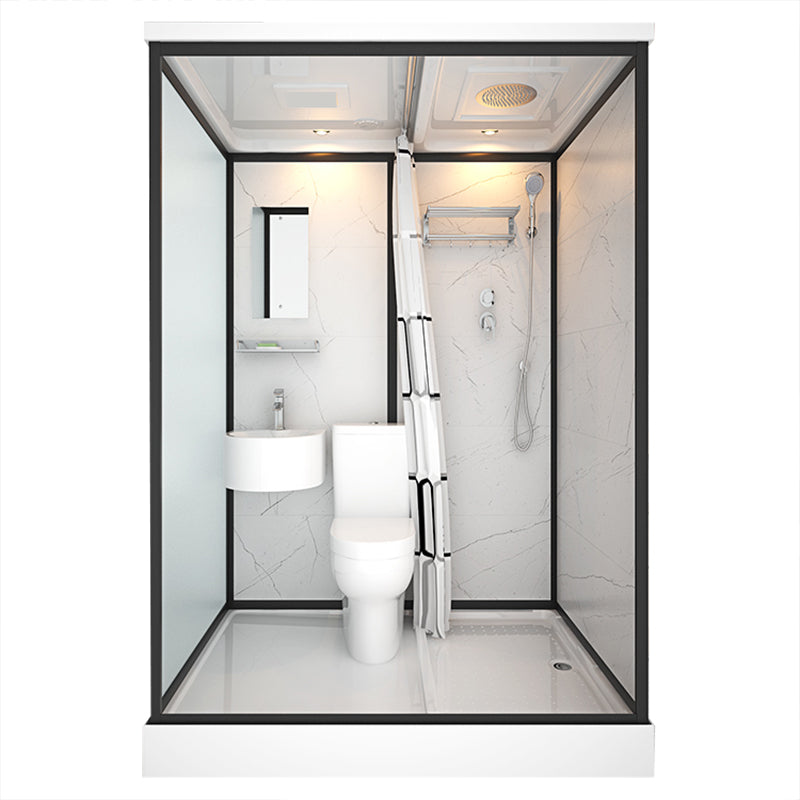 Base Included Framed Shower Stall with White Base and Fixed Panel