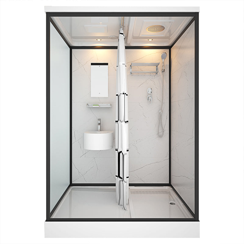 Base Included Framed Shower Stall with White Base and Fixed Panel