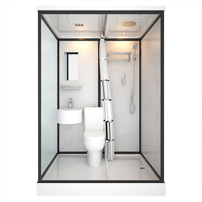 Base Included Framed Shower Stall with White Base and Fixed Panel