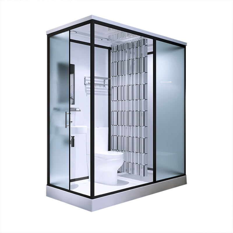 Base Included Framed Shower Stall with White Base and Fixed Panel