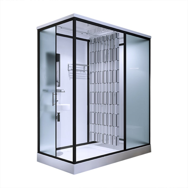 Base Included Framed Shower Stall with White Base and Fixed Panel