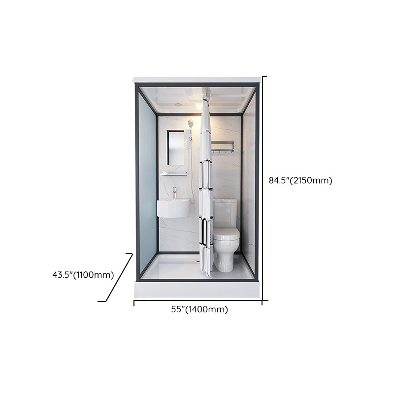 Base Included Framed Shower Stall with White Base and Fixed Panel