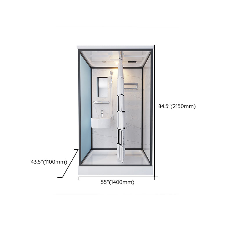 Base Included Framed Shower Stall with White Base and Fixed Panel