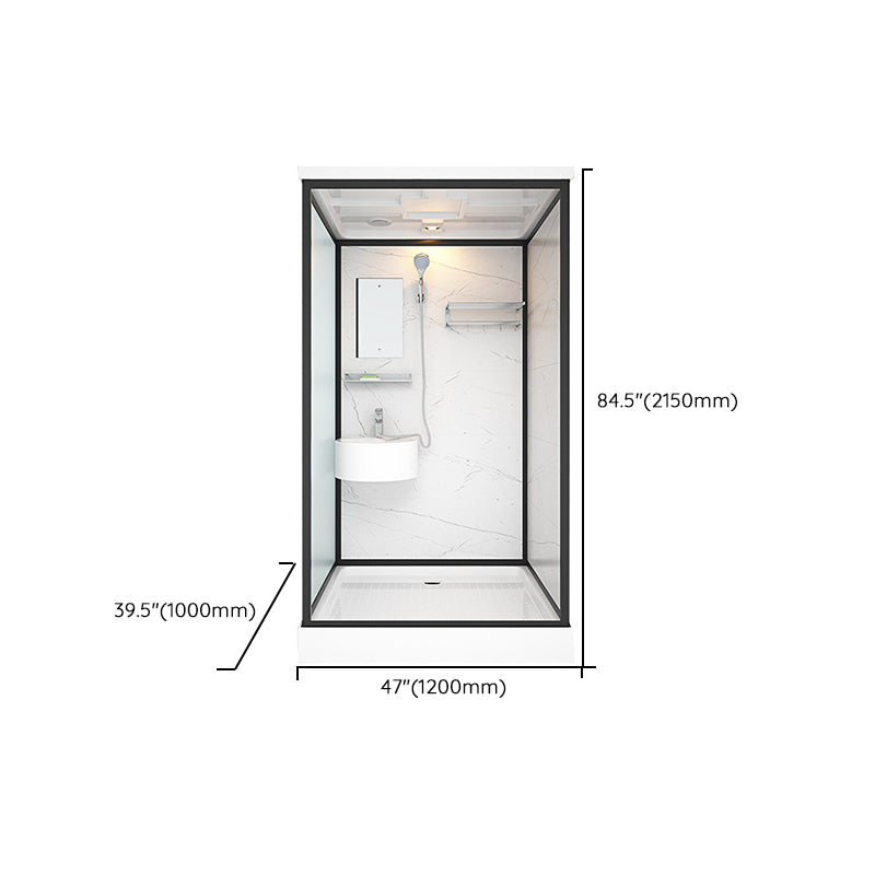 Base Included Framed Shower Stall with White Base and Fixed Panel