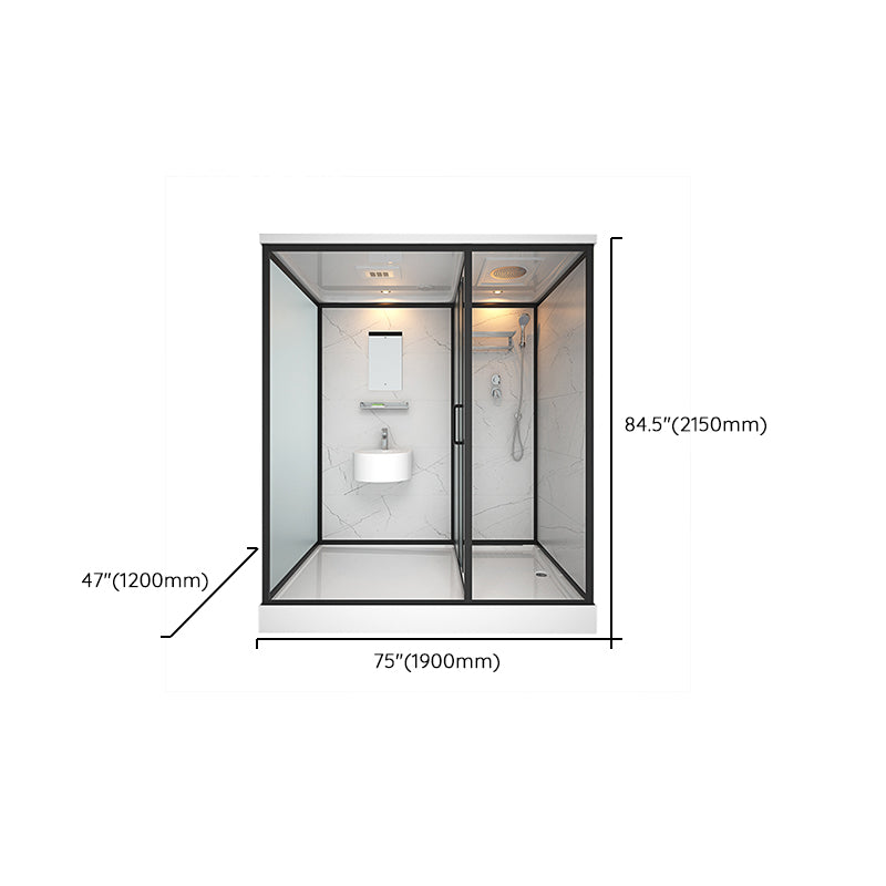 Base Included Framed Shower Stall with White Base and Fixed Panel