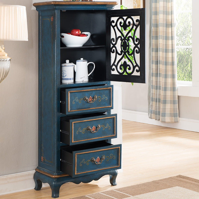 Industrial Cabriole Legs Accent Cabinet Solid Wood Storage Cabinet with Drawer