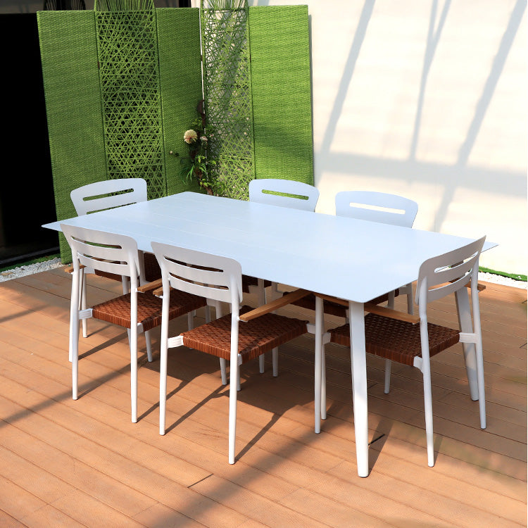 Contemporary Water Resistant Patio Table Metal Dining Table with UV Resistant