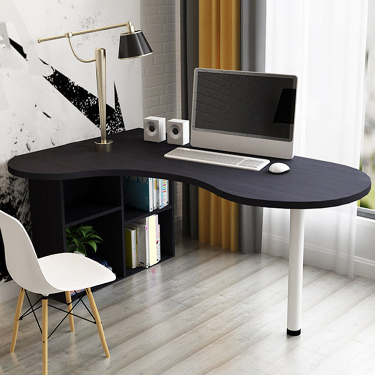 Modern Wooden Office Desk Free Form Task Desk with Shelves for Home