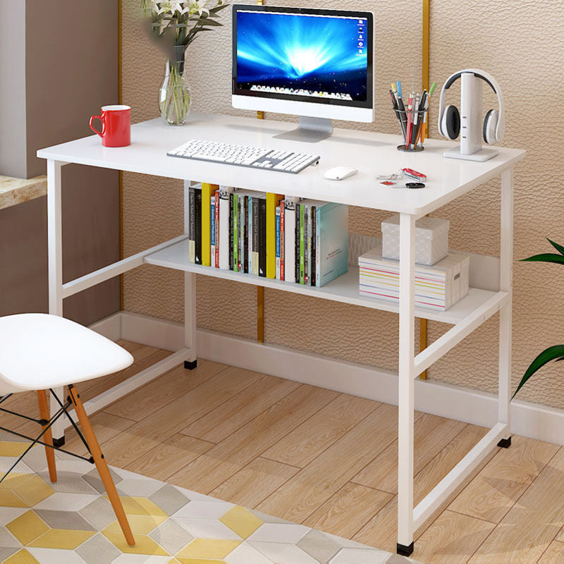 Modern Wooden Office Desk Rectangle Task Desk with H-Shape Base for Home