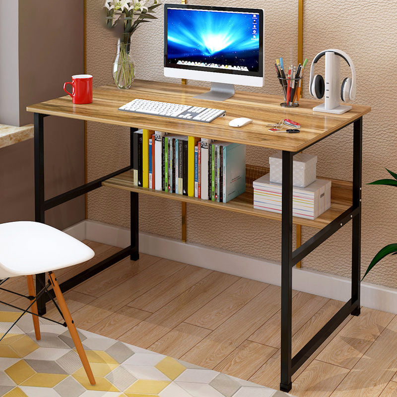 Modern Wooden Office Desk Rectangle Task Desk with H-Shape Base for Home