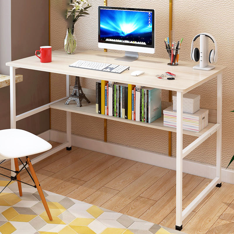 Modern Wooden Office Desk Rectangle Task Desk with H-Shape Base for Home