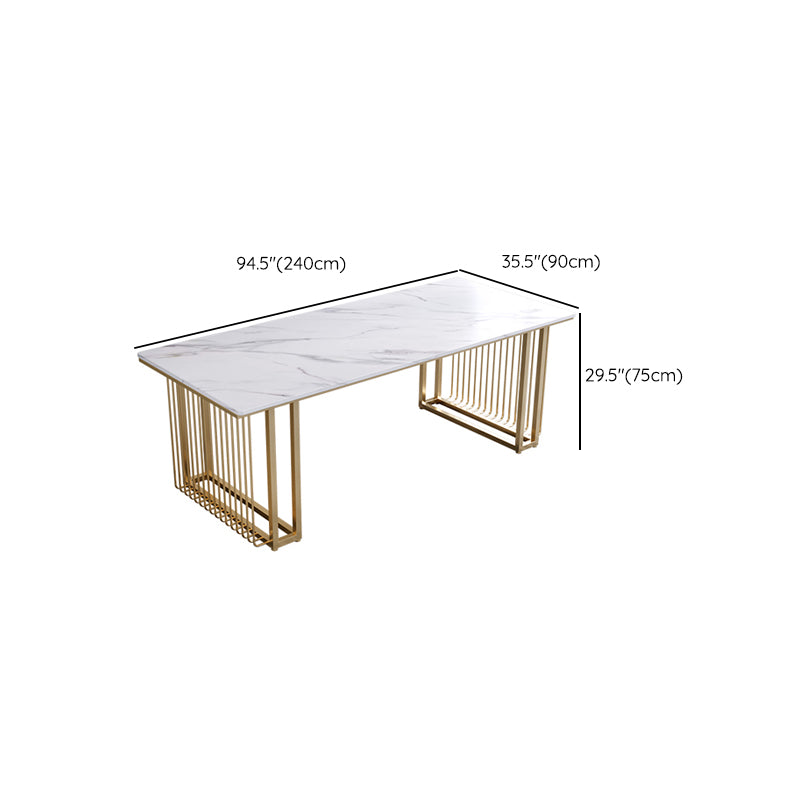 Rectangular Shaped Conference Table Wood Writing Desk in White