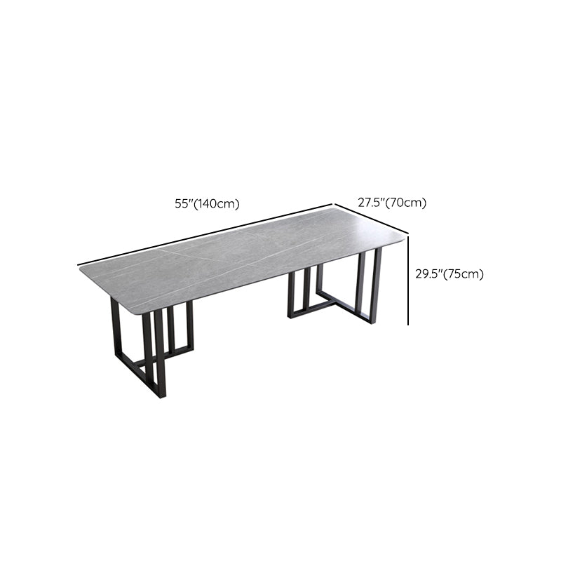 Rectangular Shaped Conference Table Wood Writing Desk in Grey