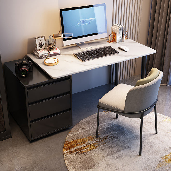 Rectangular Shaped Home Working Table Stone Writing Desks in Black/White/Natural