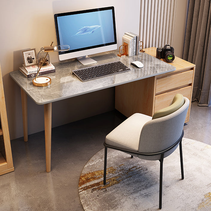 Rectangular Shaped Home Working Table Stone Writing Desks in Black/White/Natural