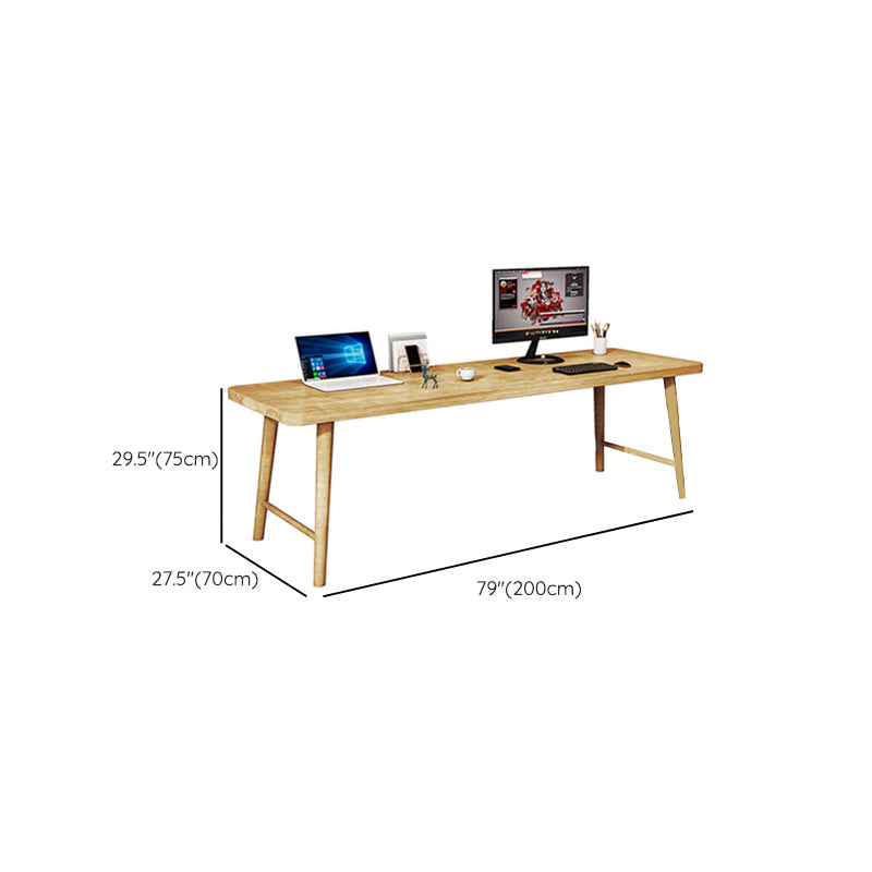 Modern Solid Wood Writing Desk 29.53" Tall Rectangle Office Desk with H-Base