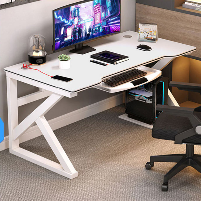 Modern Style Computer Desk Rectangular Shaped Task Desk in White/Black for Home