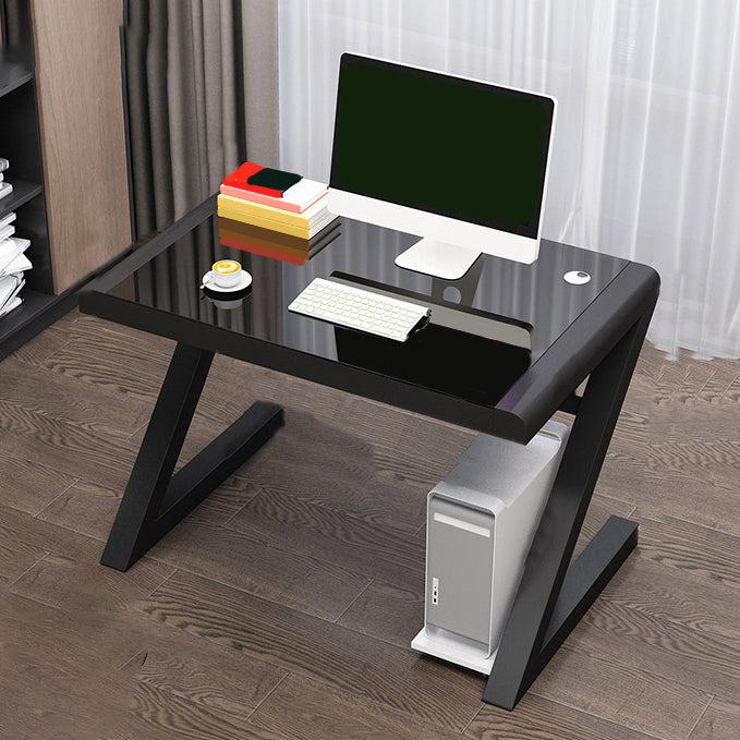 Modern Glass Top Gaming Desk 29.53-inch Tall Rectangular Computer Desk