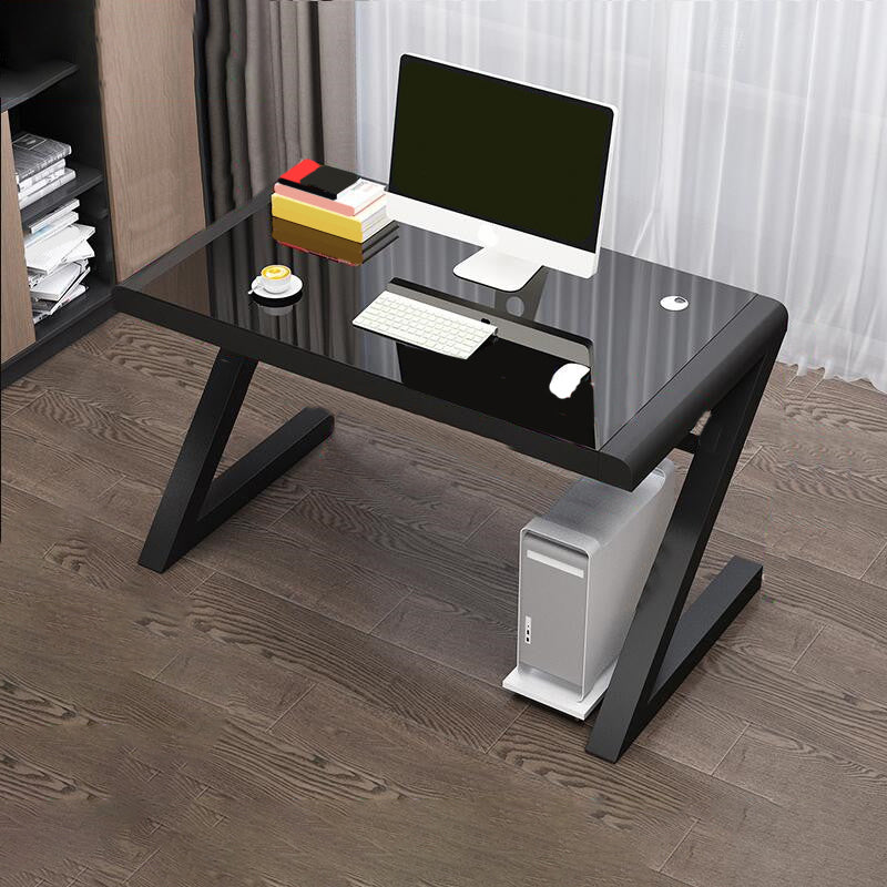 Modern Glass Top Gaming Desk 29.53-inch Tall Rectangular Computer Desk