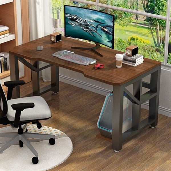 Modern Gaming Desk Antique Finish Wooden Writing Desk with Metal Legs