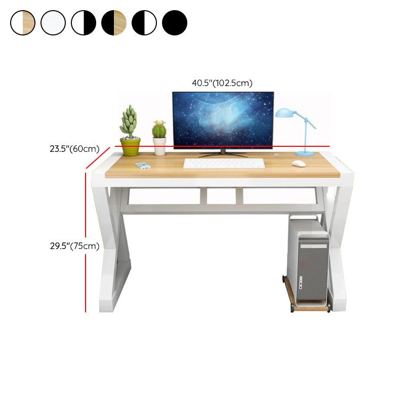 Wood Computer Desk Antique Finish Gaming Desk with Metal Legs