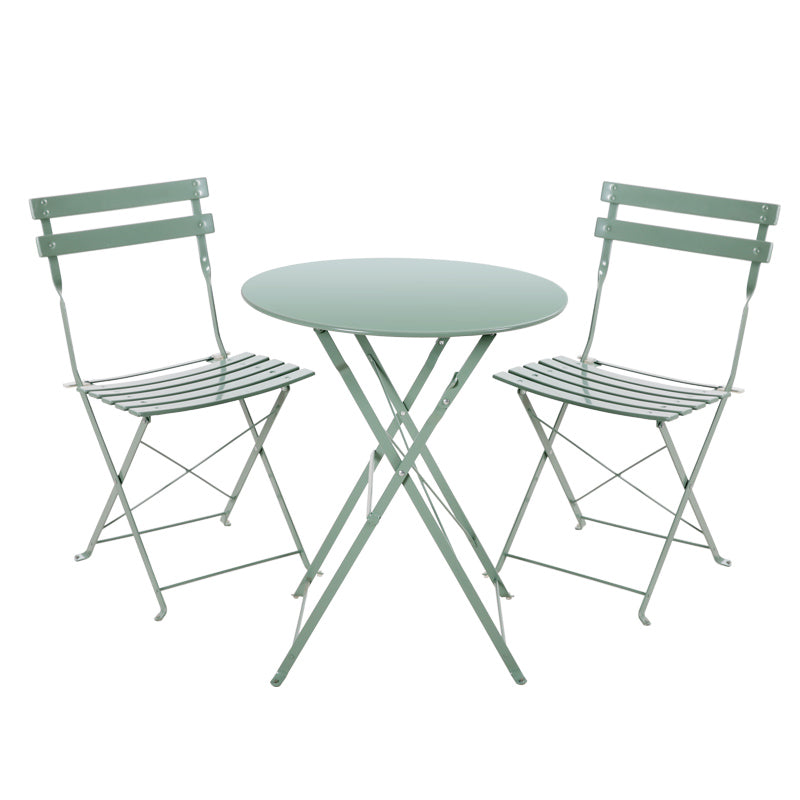 Modern Outdoor Bistro Table Set 3 Pieces Round Metal Bistro Set