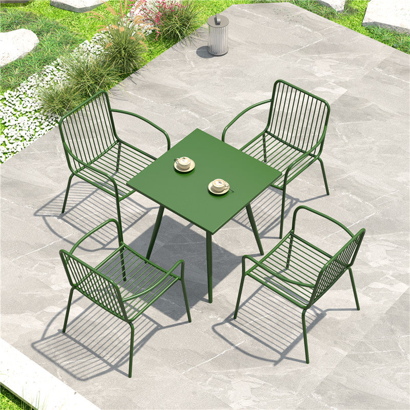 Modern Outdoor Bistro Table Set 1/2/5/7 Pcs Green Metal Bistro Set