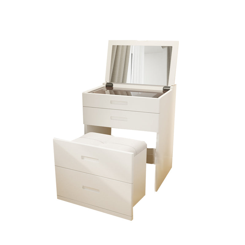 Contemporary White Makeup Vanity Desk Glass Vanity Dressing Table with Drawer