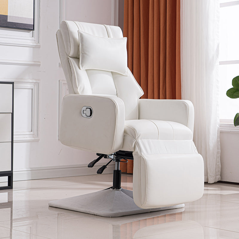 Manual-Handle Swivel Standard Recliner Solid Color Faux Leather Recliner Chair