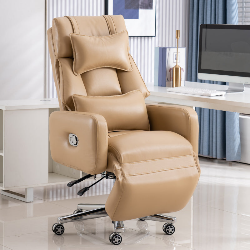 Manual-Handle Swivel Standard Recliner Solid Color Faux Leather Recliner Chair