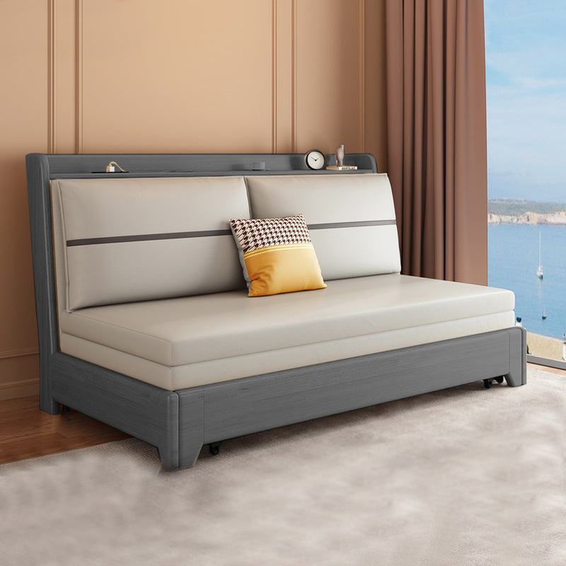 33" Wide Contemporary Sofa Futon Gray Pillow Included Sleeper Sofa