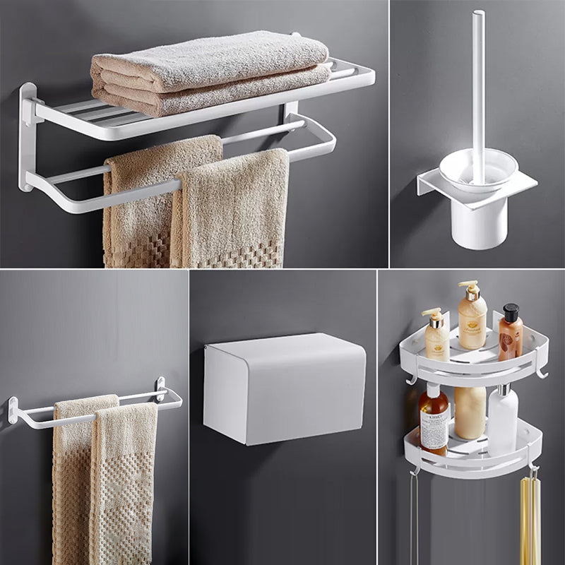 White Bathroom Accessories Hardware Set Modern Bathroom Accessory Kit, Towel Bar