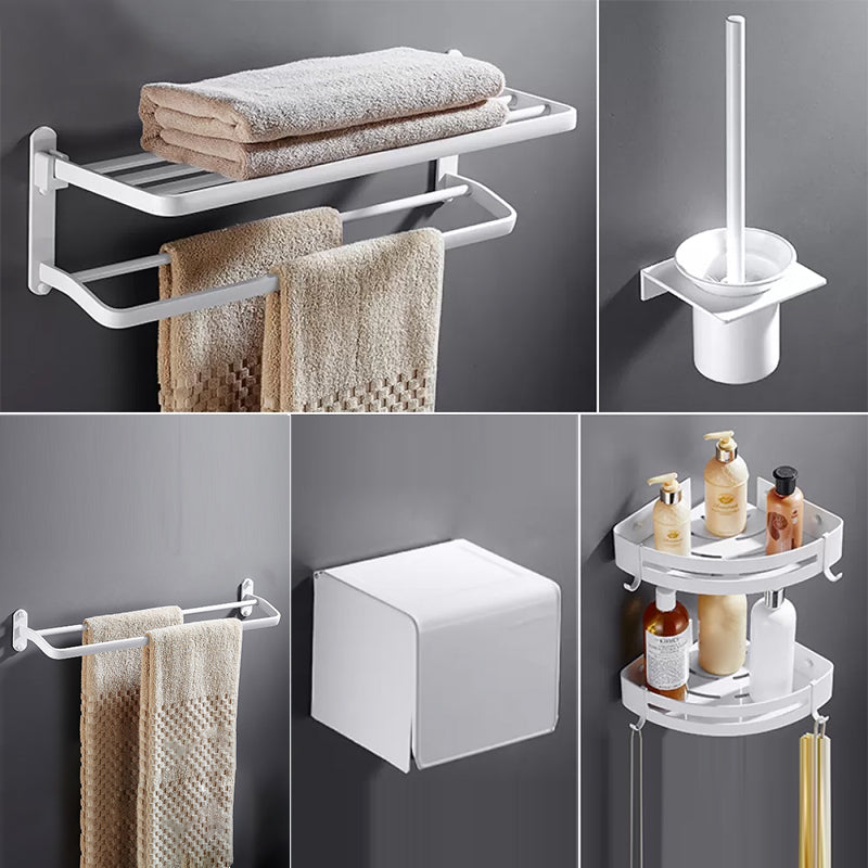 White Bathroom Accessories Hardware Set Modern Bathroom Accessory Kit, Towel Bar