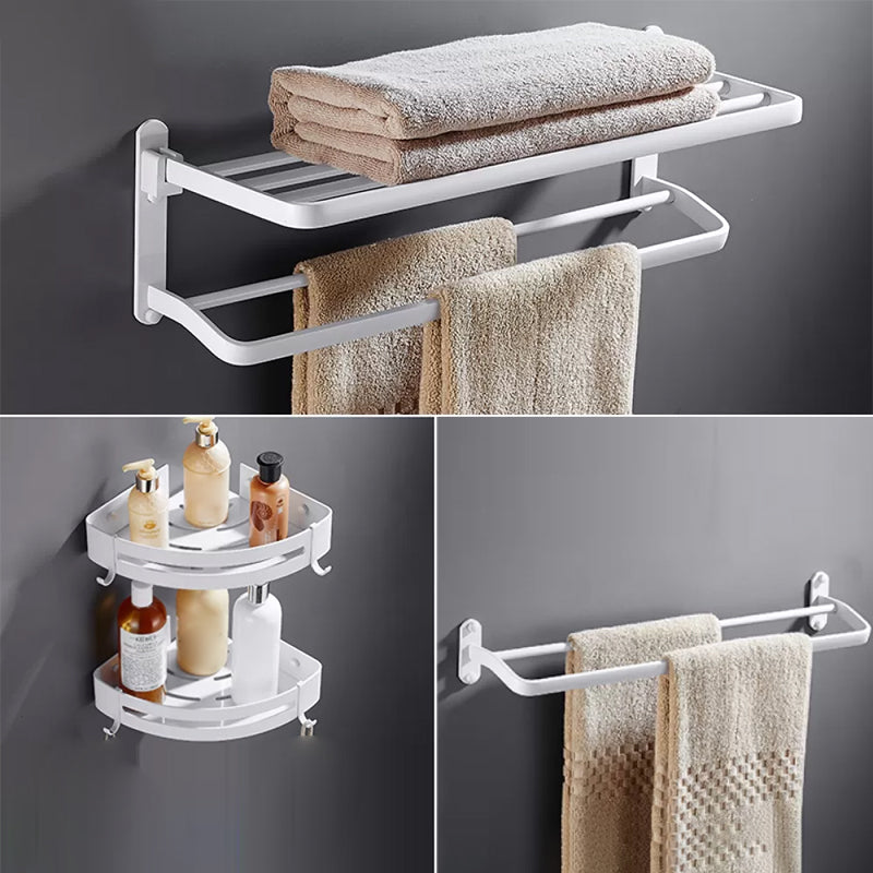 White Bathroom Accessories Hardware Set Modern Bathroom Accessory Kit, Towel Bar