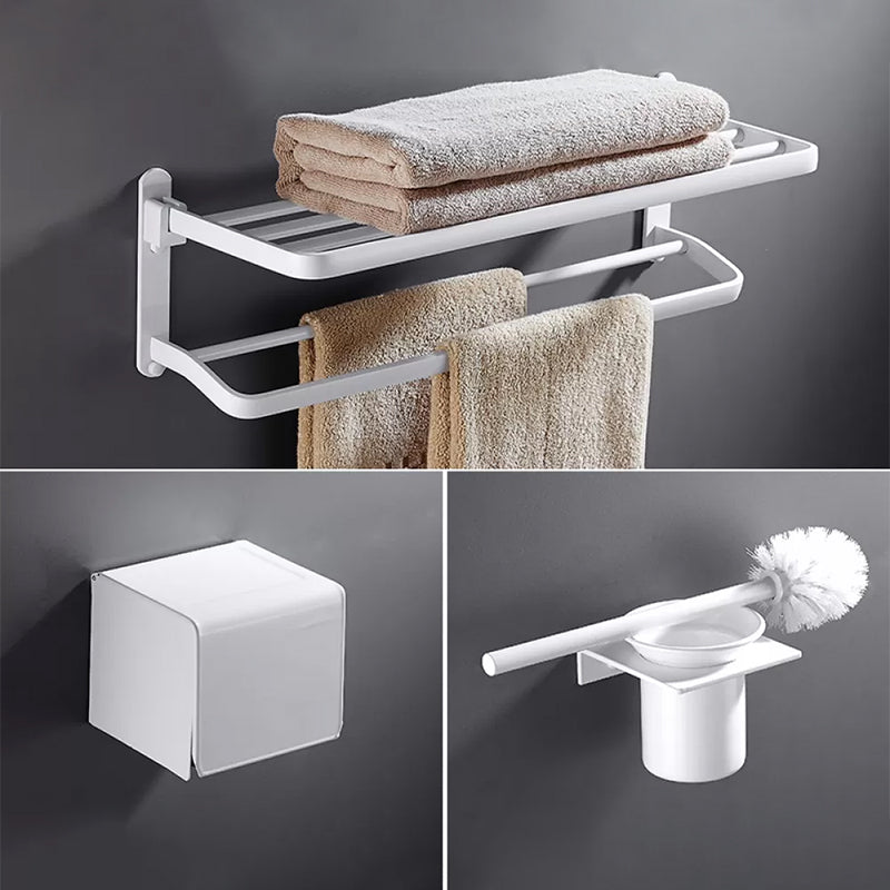 White Bathroom Accessories Hardware Set Modern Bathroom Accessory Kit, Towel Bar