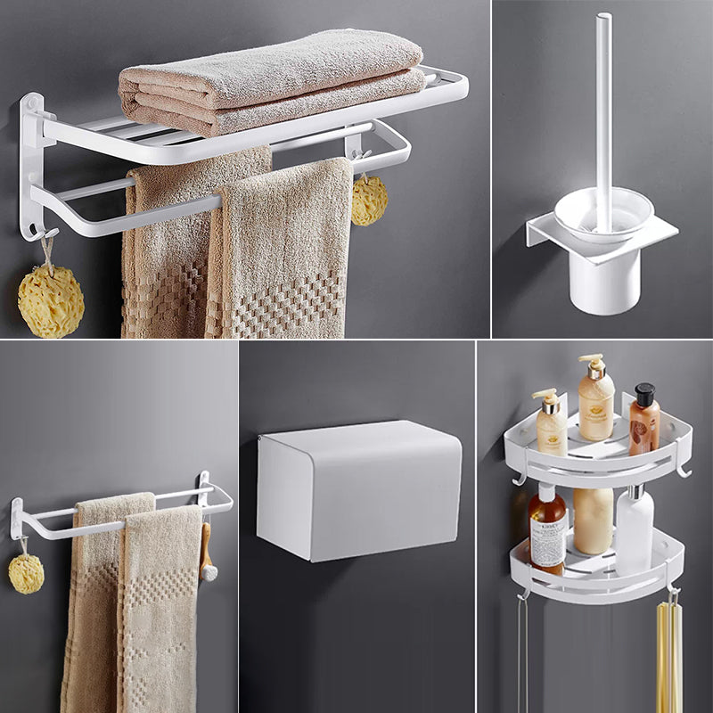 White Bathroom Accessories Hardware Set Modern Bathroom Accessory Kit, Towel Bar