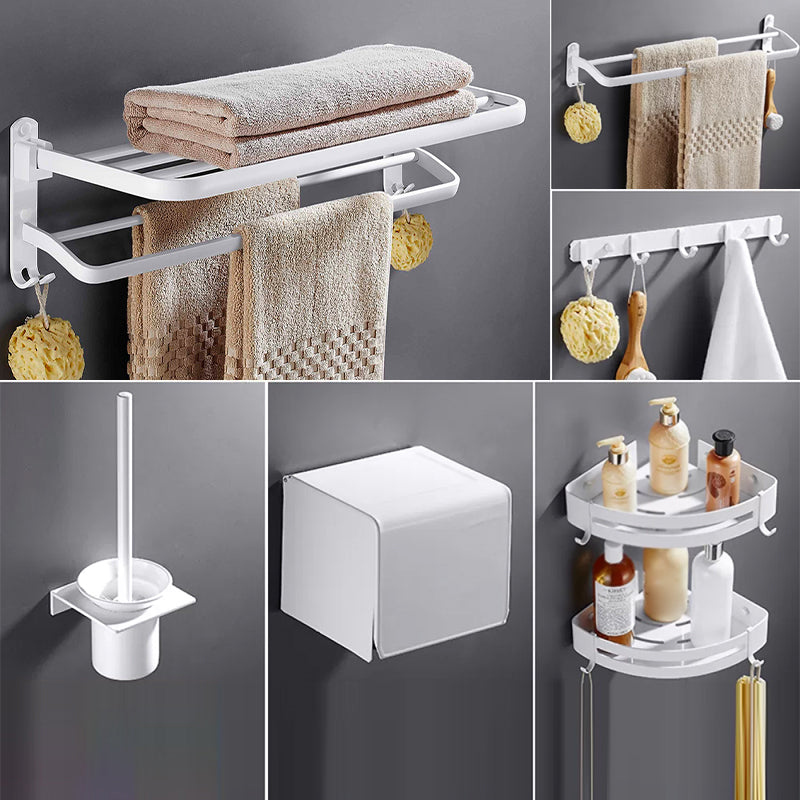 White Bathroom Accessories Hardware Set Modern Bathroom Accessory Kit, Towel Bar