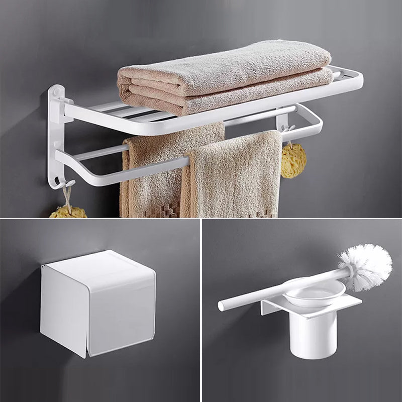 White Bathroom Accessories Hardware Set Modern Bathroom Accessory Kit, Towel Bar