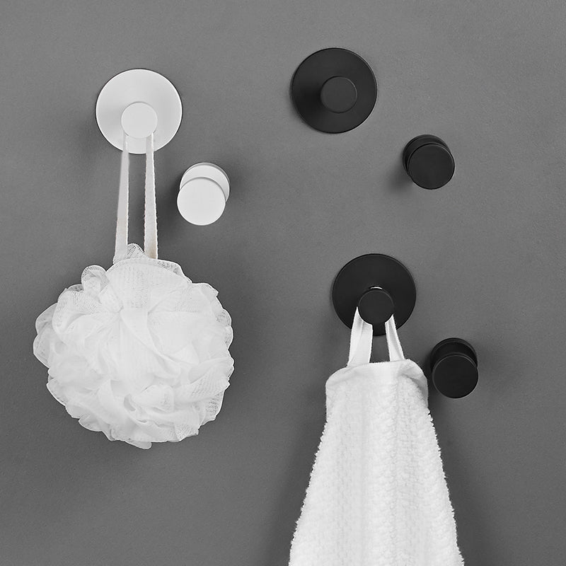 Modern 5-Piece Bathroom Accessory Set, Matte Black/White Robe Hooks