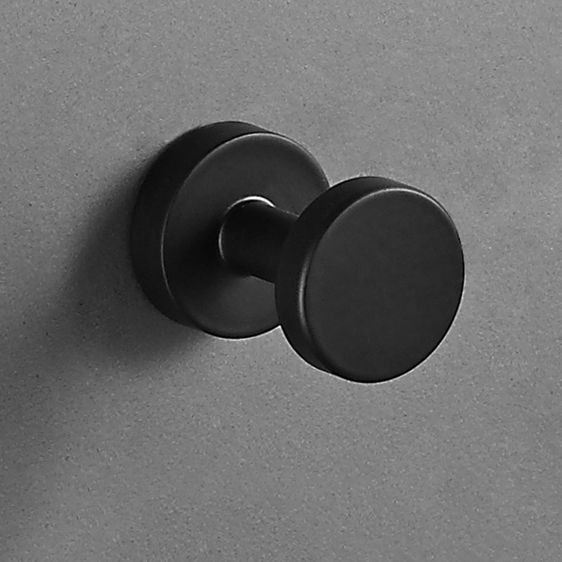 Modern 5-Piece Bathroom Accessory Set, Matte Black/White Robe Hooks