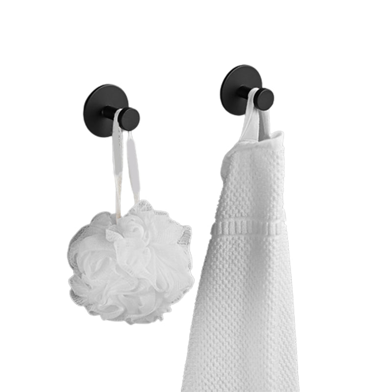 Modern 5-Piece Bathroom Accessory Set, Matte Black/White Robe Hooks