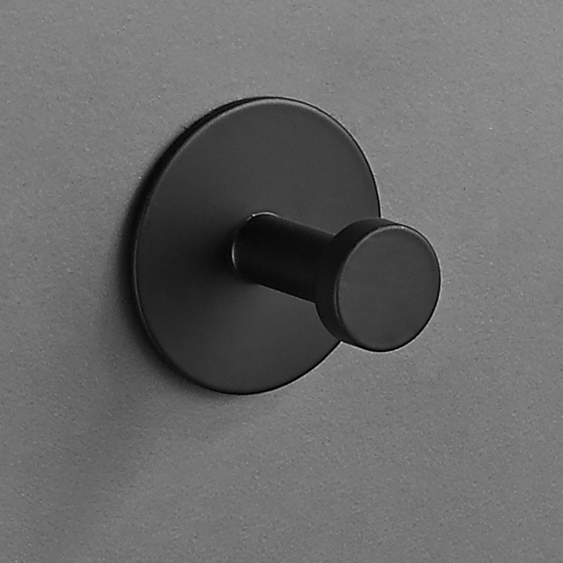 Modern 5-Piece Bathroom Accessory Set, Matte Black/White Robe Hooks