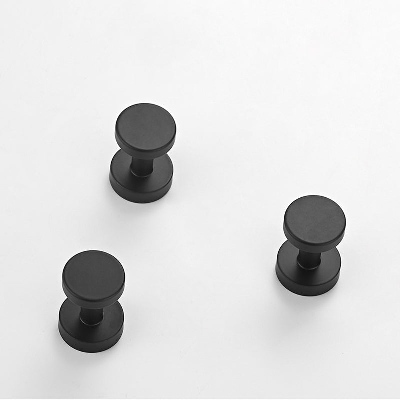 Modern 5-Piece Bathroom Accessory Set, Matte Black/White Robe Hooks